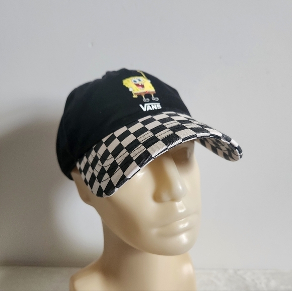 Vans x SpongeBob Court Side Dad Black White Checkered Hat Cap - Picture 2 of 15